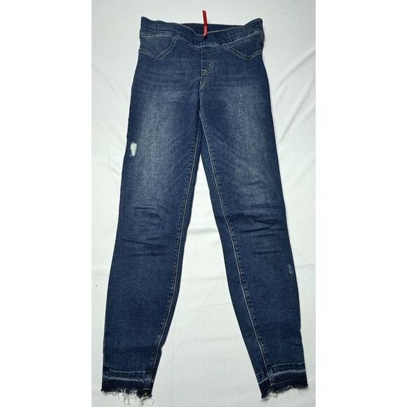 Spanx Women's Distressed Skinny Stretch Blue Jeggings - Size S - Picture 1 of 7
